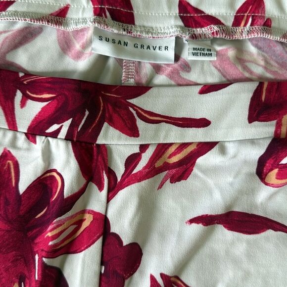 Susan Graver Rose pink Floral Capris 5xp NIP/NWOT - Picture 2 of 10